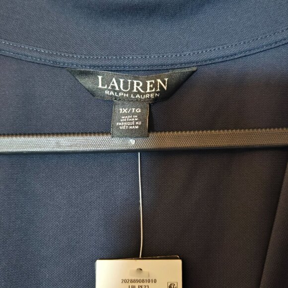 Lauren Ralph Lauren Plus Size Faux-Wrap Surplice Neck Top Navy Blue NWT - Picture 8 of 10